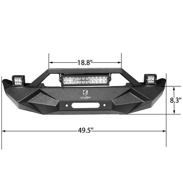 Hunter BLADE Front Bumper w/Winch Plate & 72W Light Bar & 2X 18W Spotlights & License plate bracket for 2007-2019 Jeep Wrangler JK JKU JL
