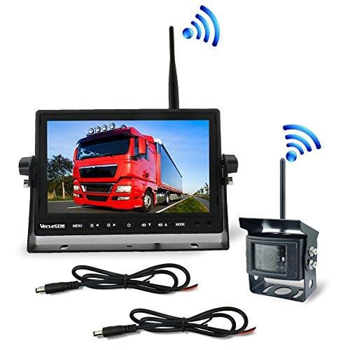 Wireless Backup Camera for Trucks RVs, Two Methods Wiring for Reversing/Constantly View, 7" Wide Screen Wireless Monitor with IP68 Night Vision Wireless Backup Camera for Trucks, RVs, Trailers, Buses