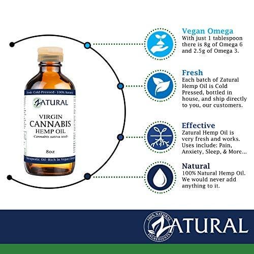 Hemp Oil Anti-Inflammatory_Pain Relief_100% Pure_Cold Pressed_High Vegan Omegas 3 & 6_No Fillers or Additives, Therapeutic Grade (16 Ounce)