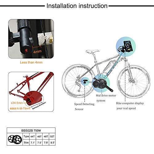 BAFANG BBS02B 48V 750W Ebike Motor with LCD Display 8fun Mid Drive Electric Bike Conversion Kit with Battery (500C Display, 750W Motor+46T Chainring+Battery)