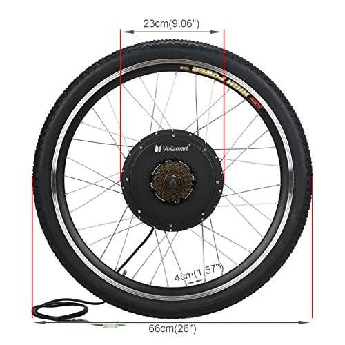 Voilamart Electric Bicycle Kit 26" Rear Wheel 48V 1000W E-Bike Conversion Kit, Cycling Hub Motor with Intelligent Controller and PAS System for Road Bike