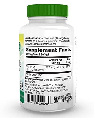 Vitamin D3 5000 IU, Non-GMO, 360 Mini Softgels, Soy Free, USP Grade Natural Vitamin D