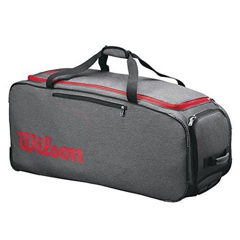 Wilson Traveler Wheeled Coaches Duffel Tennis Bag, Grey/Red