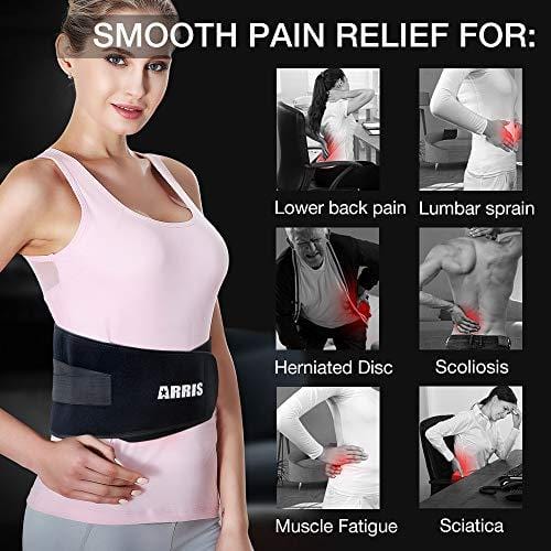 Ice Pack for Lower Back Pain Relief - Hot Cold Back Brace - for Lumbar, Waist, Abdomen, Hip Back Injuries - Relieve Sciatica, Coccyx, Scoliosis Herniated Disc - Back Support Belt for Men Women ARRIS