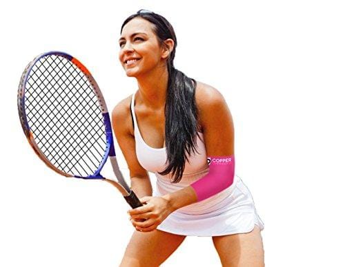 Copper Compression NEW Colored Elbow Sleeve - GUARANTEED Best Copper + Zinc Elbow Brace With Infused Fit. Support For Workouts, Golfers And Tennis Elbow, Arthritis, Tendonitis. (Pink - Small)