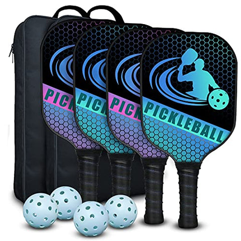 Senston Pickleball Paddle Set of 4,Professional Graphite Pickleball Set, Honeycomb Composite Core, Lightweight Pickle-Ball with Carry Bag & Balls