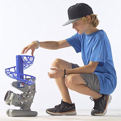 Franklin Sports MLB Electronic Baseball Pitching Machine – Height Adjustable – Ball Pitches Every 7 Seconds – Includes 6 Plastic Baseballs