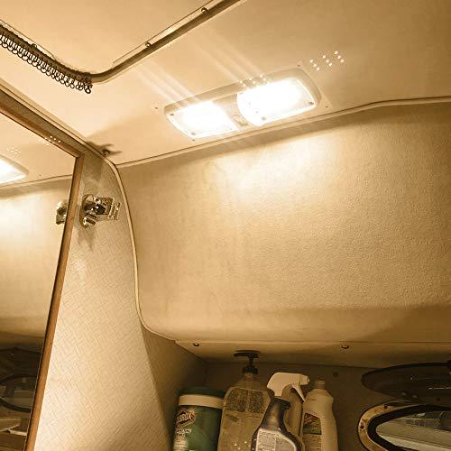 MICTUNING 12V LED RV Ceiling Double Dome Light Fixture 11.5 inches RV Interior Lighting with Switch for Trailer Camper (Warm White, Pack of 3)