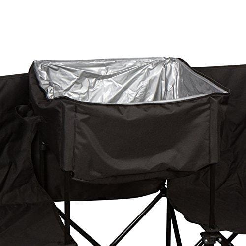 Trademark Innovations 13.5' Portable 8-Seater Folding Team Sports Sideline Bench with Attached Cooler & Full Back (Black)