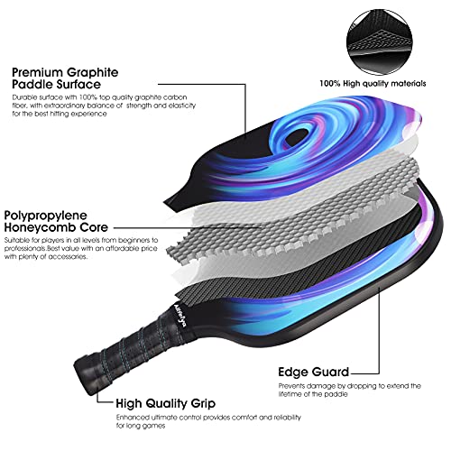 ALLFEIYA Pickleball Paddles Set of 2 Pickleball Paddles, 4 Pickleball Balls, 1 Bag and 2 Cooltowels ，Pickleball Paddles with Carbon Fiber Paddle Surface， Polypropylene Honeycomb Core, Edge Guard