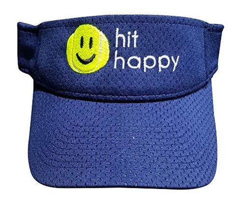Tennis Visor Hit Happy, Adjustable Strap, Perfect for On The Court Or Off (Navy Blue)