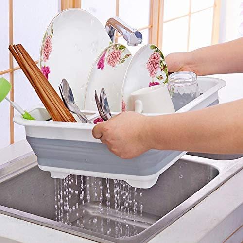 Collapsible Dish Drainer Portable Drying Rack Dinnerware Organizer Kitchen RV Campers Storage