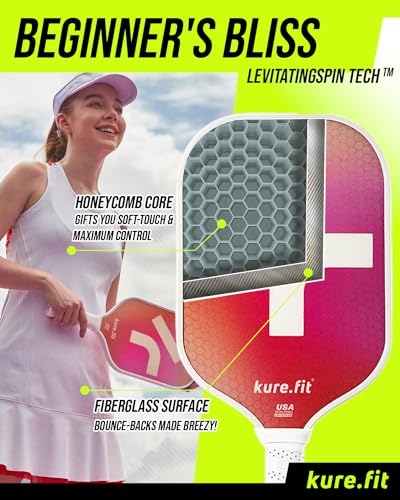 kure.fit Pickleball Paddle Set, USAPA Approved, 4 Balls, Training Pad, Practice Tutorial Video, Lightweight, Easy Grip, Non-Sticky, Fiberglass Surface, 16MM Thickness, Racket for Beginner, Women, Men