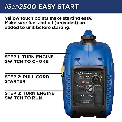 Westinghouse iGen2500 Portable Inverter Generator - 2200 Rated Watts & 2500 Peak Watts - Gas Powered - CARB Compliant