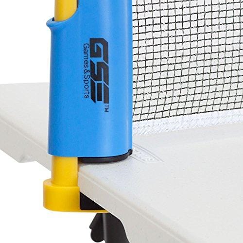 GSE Games & Sports Expert Anywhere Retractable Table Tennis Net and Post. Adjustable Replacement Ping Pong Net (4 Colors) (Blue)