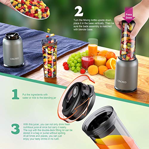 [Updated 2020 Version] Personal Countertop Blender for Milkshake, Fruit Vegetables Drinks, Smoothie, Small Mini Portable Food Blenders Processor Shake Mixer Maker with with 1 * 400ML Travel Cup