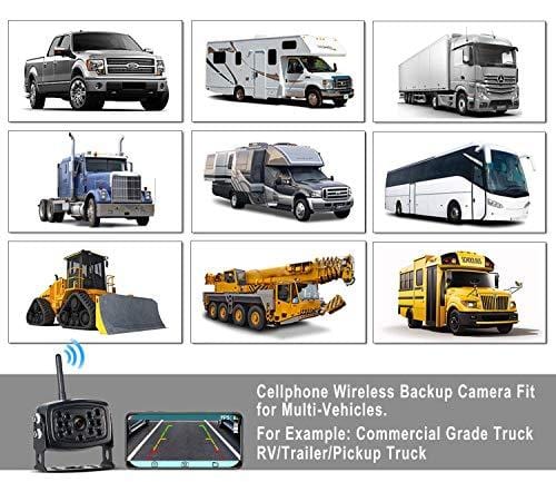 Wireless Phone Backup Camera Reversing Camera Trucks RV Trailers Campers WiFi App Backup Camera Waterproof Rearview Camera Works Smartphone, Tablet Android ... Smartphone, Tablet Android ...