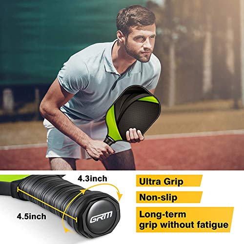 GRM Pickleball Paddles, Pickleball Set of 2, USAPA Graphite Pickleball Racket, Lightweight Pickle Balls Equipment with 4 Balls and Portable Carry Bag