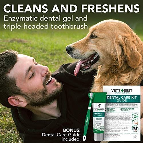 Vet's Best Dog Toothbrush and Enzymatic Toothpaste Set | Teeth Cleaning and Fresh Breath Kit with Dental Care Guide| Vet Formulated