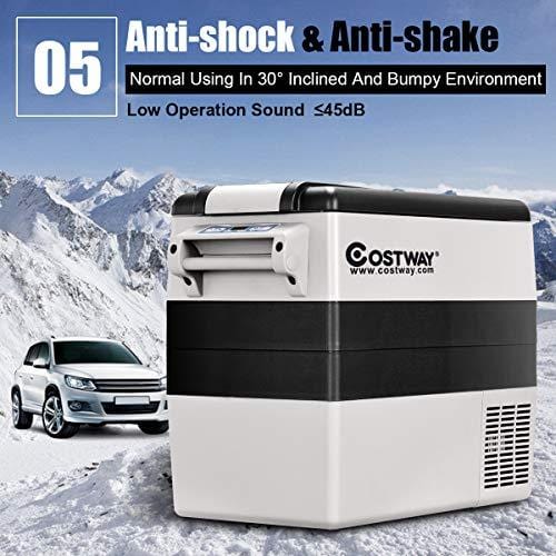 COSTWAY 54 Quart Portable Refrigerator/Freezer Compact Vehicle Car Mini Fridge Electric Cooler for Truck Party, Travel, Picnic Outdoor, Camping（-4°F to 50°F）(Black and Grey)