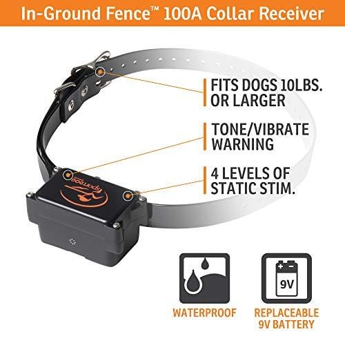 SportDOG Brand In-Ground Fence Systems - Waterproof Collar with Tone, Vibration, and Shock - Expandable to Contain Unlimited Dogs in up to 100 Acres - Remote Trainer Option