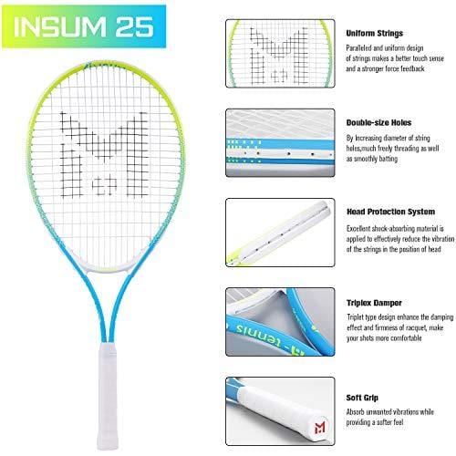 insum Junior Tennis Racquet 25" Beginner Kids Starter (Ages 9-10) with Shoulder Strap Cover Bag