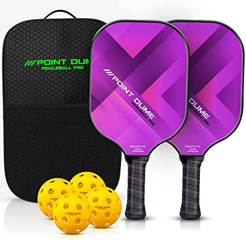 Point Dume Pickleball Paddles Pickle Ball Raquette Set Premium Graphite Carbon Pickleball Paddle Set of 2 Paddles 4 Pickleballs and Carry Case Pickleball Set USAPA Approved Premium Pickleball Rackets