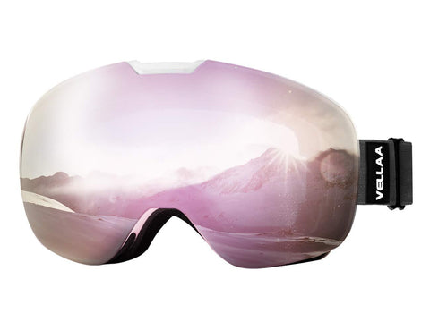 VELLAA PRO Ski Goggles - Interchangeable Lens Anti Fog 100% UV400 OTG Curved Ski/Snowboard Goggles for Men & Women Snow Goggles