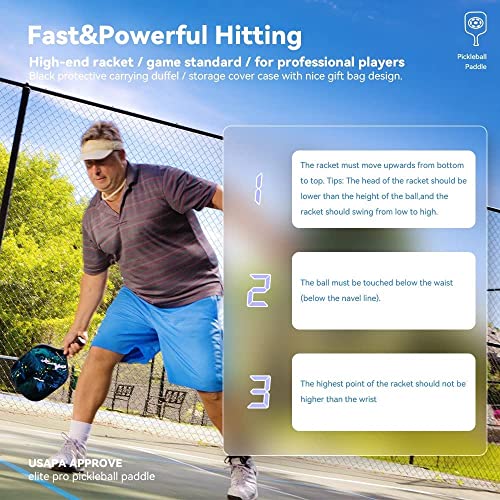 VUFOXT Pickleball Paddles Set of 2, 99.99% Carbon Fiber, Graphite Honeycomb Core Graphite Face Cushion Comfort Grip with 4 Pickle Balls 1 Table Tennis Bag at The Batting Cages Field
