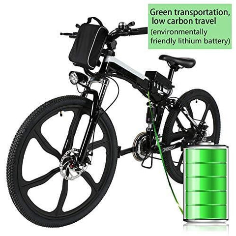Kemanner 26 inch Electric Mountain Bike 21 Speed 36V 8A Lithium Battery Electric Bicycle for Adult (Black.-(Fold-Upgrade))