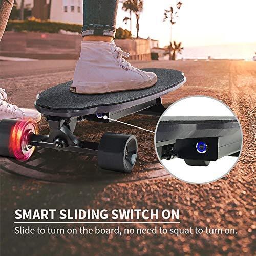 Spadger D5X Electric Skateboard, 20'' Electric Longoard, 12.5MPH Top Speed & 6.5 Miles Range, 150W Motor with 70MM PU Wheel, 10LBS Load up to 220LBS, Built-in LED Light with Remote Control