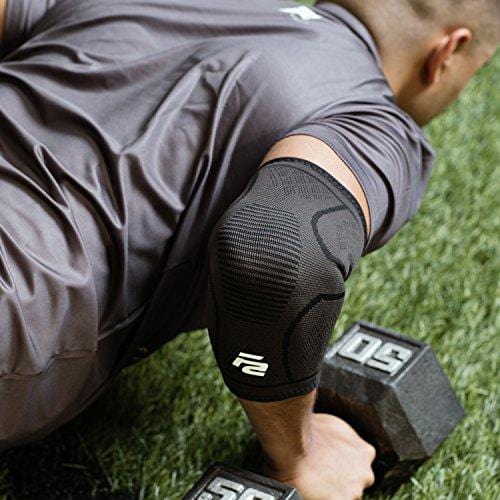 Fit Active Sports Compression Elbow Sleeve Support Brace for Tennis, Golfers, Tendonitis, Weightlifting, Bursitis, Workouts, Gym, Recovery, Pain Relief. Wear Anywhere