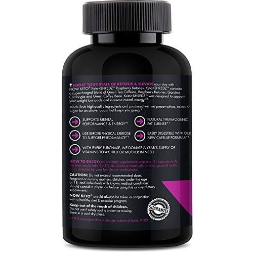 Keto+SHREDZ Raspberry Ketones Supplement Capsules | Best Ketosis Supplement to Facilitate Fat Burn, Boost Energy, and Stimulate Your Mind | Contains Garcinia Cambogia, Green Tea, Caffeine, and Green
