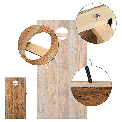 OOFIT Solid Wood Premium Official Cornhole Game Set with Fashionable, Durable Printed Surface and Underneath, Portable Regulation Cornhole Bean Bag Toss Game