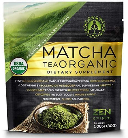 Matcha Green Tea Powder Organic - Japanese Premium Culinary Grade, Unsweetened & Sugar Free - USDA & Vegan Certified - 30g (1.06 oz) - Perfect for Baking, Smoothies, Latte, Iced tea & Weight Loss. ...