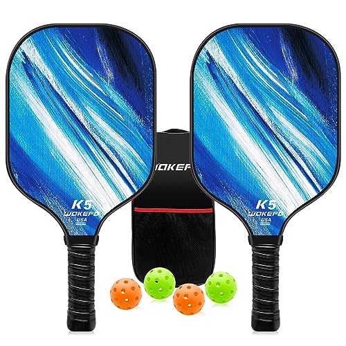 Wakefa Professional Pickleball Paddles Set: USAPA Approved Pickleball Paddle Graphite Carbon Pickleball Rackets, Pickleball Paddles Set of 2 with 1 Bag and 4 Pickleballs (Pickleball Set-K5)