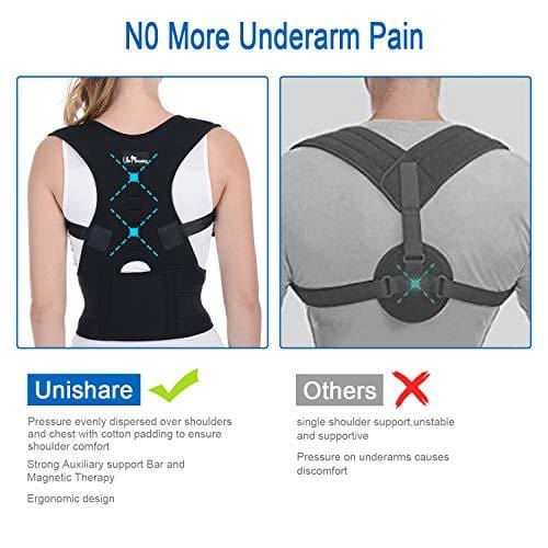 Back Brace Posture Corrector XL for Women Men with Magnetic Stone Adjustable Neoprene Straps Improves Posture and Provides Lumbar Support for Lower and Upper Back Pain