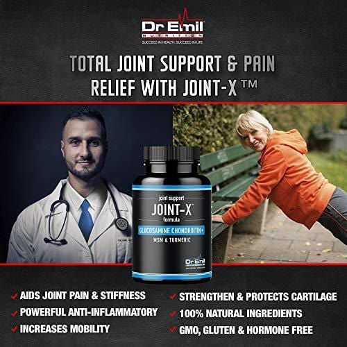 Dr. Emil's Joint Support Formula - Glucosamine Chondroitin, Turmeric & MSM - Doctor Formulated Joint Supplement for Mobility & Pain Relief - for Men & Women (60 Veggie Capsules)