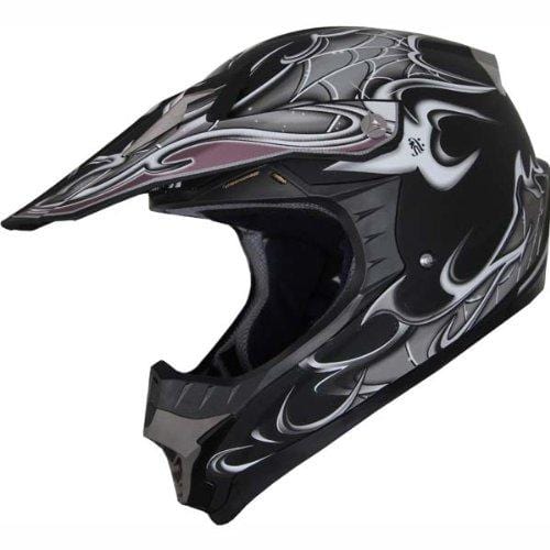 Motocross Off-Rd ATV Dirtbike Motorcycle Helmet Spider Web 129 Matt Black+gloves+goggles (L)