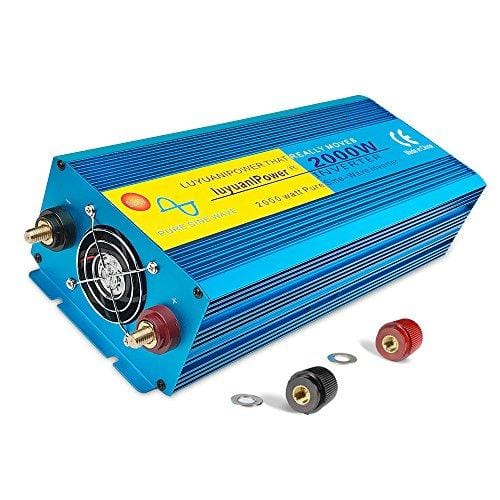 LVYUAN Car Caravan RV Camping Boat 2000W / 4000W (Peak) Pure Sine Wave Power Inverter DC 12V Inverter Soft Start 12V DC to AC 110V DC 12V Inverter Converter with LCD Display