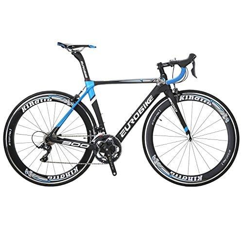 Eurobike EUR900 50CM Carbon Frame Road Bike 18 Speed 700C Racing Bicycle Black-Blue 60