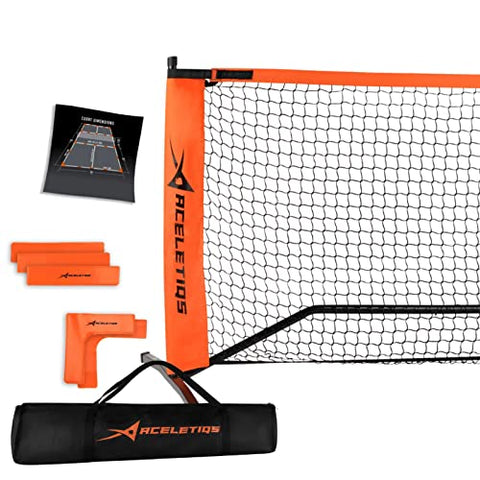 Portable Pickleball Net System for Indoor and Outdoor | 22ft Long Full Regulation Size Full Pickleball Set | Includes Floor Markers and Carry Bag | Can Be Used for Tennis Net or Raquet Ball as well