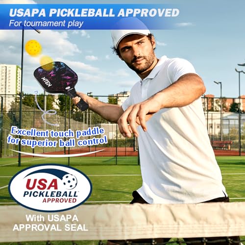 Pickleball Paddles Set of 2, USAPA Approved Fiberglass Surface Pickleball Set with 2 Pickleball Rackets,4 Pickleball Balls,1 Portable Carry Bag,Pickle Ball Paddle Set for Men Women