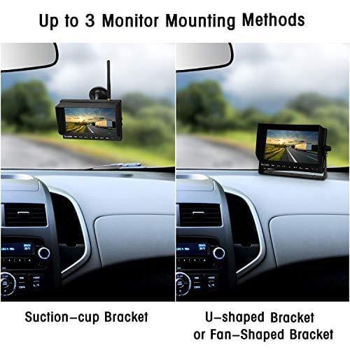 Wireless Backup Camera for Trucks RVs, Two Methods Wiring for Reversing/Constantly View, 7" Wide Screen Wireless Monitor with IP68 Night Vision Wireless Backup Camera for Trucks, RVs, Trailers, Buses