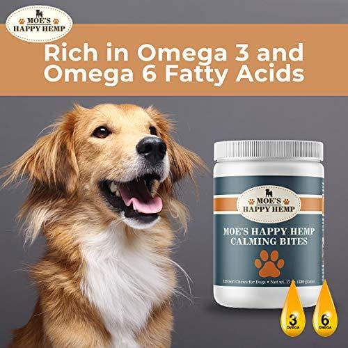 Organic Calm Hemp Treats for Dogs: Dog Anxiety Relief and Calming Aid for Hyperactive or Aggressive Pets - Daily Supplement to Support Joints and Healthy Skin and Coat - 120 Soft Chews, Chicken Flavor