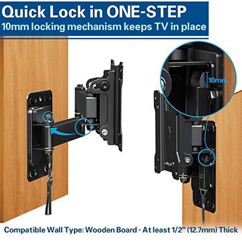 TV Mount Lockable RV TV Mount for 10-26 Inch Flat Screen TV, RV Mount for Camper Marine Boat Trailer, Easy One Step Lock Full Motion RV TV Wall Mount up to VESA 100x100mm, 22 LBS Mounting Dream MD2209