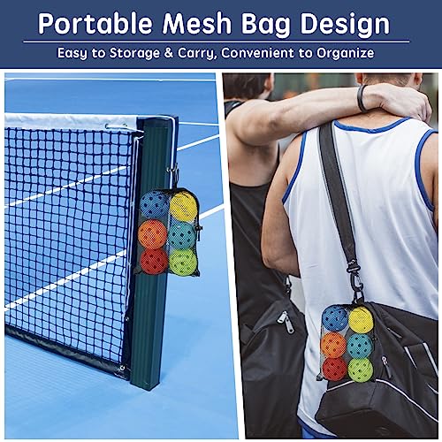 Pickleball Balls, 6 Pack 40 Holes Outdoor Pickleball Balls with Mesh Bag for Sport Indoor Play, High Elasticity & Durable Pickle Balls for All Style Pickleball Paddles, Gifts for Pickleball Lovers