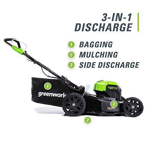 Greenworks MO40L2512 Electric Brushless Lawn Mower, 21-Inch