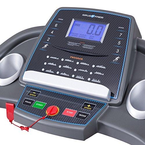 Goplus 2.25HP Electric Folding Treadmill with Incline, Walking Running Jogging Fitness Machine with Blue Backlit LCD Display for Home & Gym Cardio Fitness (Black Jaguar Ⅲ)