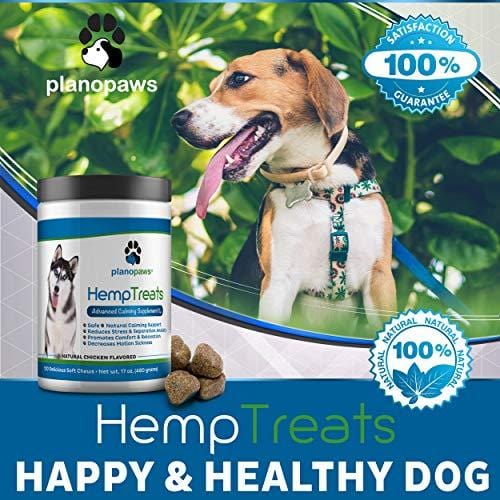 Hemp Treats - Safe Calming Treats for Dogs - Hemp Oil for Pets - Dog Anxiety Relief - Natural Calming Aid - Helps with Separation Anxiety - Storms - Fireworks - Chewing - Stress - Barking - 120 Count